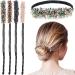 4 Pieces Rhinestone Hair Bun Maker Hair Styling Deft Bun Elegant Easy Bun Maker for Hair Convenient Hairstyle Tool DIY Hair Bun Accessories for Women Girls Christmas Presents (Dark Color)