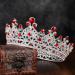 Ruby Queen Crown and Tiara for Women Girls  Rhinestone Full Round Baroque Princess Crown Royal Costume for Wedding Birthday Party Prom Pageant Halloween (Silver and Red) Silver-Ruby-6.3 inches