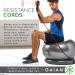 Gaiam Essentials 65cm Balance Ball & Base Kit | Yoga Ball Chair with Air Pump | Exercise Ball for Home or Office Desk | Grey with Resistance Cord - Buy Online on GoSupps.com