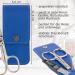 Premium 4-Piece Nail Care Set 'Capri' - Blue Kunt Leather | Manicure & Pedicure Essentials: Scissors Clippers Tweezers Sapphire Nail File - Buy Online on GoSupps.com