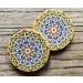 Turkish Metal Compact Mirror - Small Round Mirror with Magnetic Close, 1x & 2x Magnification for Handbags - Bright & Funky Geometric Pattern - Ideal for Travel and Commutes - Buy Online on GoSupps.com