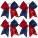 Whaline 4th of July Glitter Cheer Hair Bows 7.3 Inch Patriotic Cheerleader Hair Bows with Elastic Ponytail Holder Glitter Red Blue Hair Tie Band Independence Day Hair Accessories for Teens Kids  4Pcs