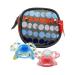 3-part set of newborn essentials cotton white-blue paci bag for storing snulls blue and pink geo silicone pacifier with bite ring BPA-free travel utensils from 0 months
