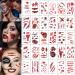 30 Sheets Halloween Temporary Tattoos Zombie Tattoos Fake Scars with Fake Blood Waterproof Fake Bloody Wound Stitch Scar Scab Zombie Makeup Halloween Party Cosplay Style 2