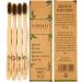 Bamboo toothbrush in a pack of 4 Soft bristles Vegan Biodegradable Sustainable 100% BPA-free ECOMONKEY