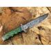 Perkin Damascus Hunting Knife with Sheath - Bowie Knife | Green Wooden Handle | International Shipping - Buy Online on GoSupps.com