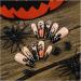 Nail art patches beautiful and fashionable nail patches finger decorations beauty decoration supplies wearable fake nails Halloween manicure black French flame hearts spider web pumpkin bat wear Jp2506 - Buy Online on GoSupps.com