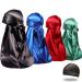 4 x silky durags for men and women 360 waves with 1 wave cap silky Satin-Durag extra long cocks black blue green red