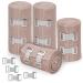 D&H Medical Elastic Bandage Wrap 4 Pack Premium Compression Bandage Rolls + 4 Extra Clips | 2 Rolls of Each Size (4 Inch x 5 Feet & 3 Inch x 5 Feet) Elastic Bandage for Wrist Calf Ankle & Foot 4 Piece Set
