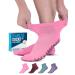 Doctor's Select Diabetic Ankle Socks with Grippers for Men and Women - 4 Pair 1/4 Length Neuropathy Socks for Women Pink  Green  Red  Purple Medium