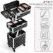 Yaheetech 3 in 1 Rolling Makeup Train Case | Professional Cosmetic Trolley with Swivel Wheels and Key | Large Aluminum Suitcase with Diamond Pattern - Black - Buy Online on GoSupps.com