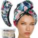 SMPL Objects microfiber-hair wrap towel double-layer curly hair-turban towel for women-satin hair rock cloth for curly hair (tropical leaves)