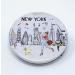 Girls & Women Fashion Elegant New York Souvenir Round Travel Mirror Hand Mirror Cosmetic Makeup Compact Mirror (JMR-270805K)