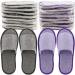 Frcctre 16 Pairs Disposable Slippers  Cotton Linen Open Toe Spa Slippers for Women and Men  Breathable Non-Slip Disposable Slippers for Travel Guests Hotel Home  Gray and Purple