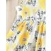 Puseky Toddler Girl Floral Print Sleeveless Dress and Ribbed Cardigan Set - 18-24 Months Yellow - Buy Online on GoSupps.com