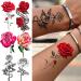 Black Sketch Rose & Snake Temporary Tattoos for Women - Waterproof Sexy Red Rose & Crescent Moon Tattoo Sticker Kit - Buy Online on GoSupps.com