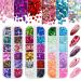 Kalolary 36 Boxes 3D Heart Nail Art Sequins Glitter, Colorful Heart Shaped Nail Glitter Sequins Acrylic Paillettes, Holographic Nail Sparkle Glitter for Valentine's Day Nail Art Decoration Makeup