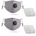5 Layer Breathable Cotton Face Mask with Filter Reusable Black Face Masks Washable Uk with Adjustable Ear Straps Nose Wire & Replaceable Filters for Unisex Grey 2
