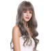 WIG ME UP H1734 Long Wavy Bangs Wig for Women | Balayage Mix Grey Brown & Blue Hair - Buy Online on GoSupps.com