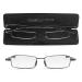 Flat foldable glasses +2.5.Stylish non -prescription reading glasses for women and men easy to fold with black protection case.Read Optics +2.5 Dioptria (1 -pack) blue -gray/Gunmetal