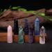 7 PCS Multi Color Quartz Crystal Wands Set - Healing Amethyst, Rose Quartz, Clear Quartz, Black Obsidian, Green Fluorite, Lapis Lazuli, Rainbow Fluorite | 6 Faceted Reiki Chakra Meditation Therapy | 3 Tall - Buy Online on GoSupps.com