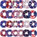 24 Pieces Patriotic Hair Scrunchie Independence Day Scrunchies American Flag Star Heart Hair Scrunchies 4th of July Scrunchies Elastic Hair Band Tie for Women Girls Hair Accessories Hair Ties