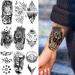 3D Black Skull & Rose Temporary Tattoos | Waterproof Arm & Neck Tattoos for Men & Women - Shegazzi - Buy Online on GoSupps.com