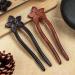 Noverlife 2PCS Handcrafted Ebony Sandalwood French Style U-Shaped Hair Forks with Flower Design - Elegant Updo Chignon Pins for Women and Girls - Buy Online on GoSupps.com