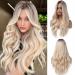 Testar blonde wig for women 24 inch ombre blond blonde wavy hair wig with dark roots loose wavy wig glue -free wig for daily cosplay use