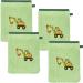 Erwin M ller Children's Wash glove washclopen 4-pack tractor excavator green size 15x21 cm-100% cotton with a high-quality embroidery motif washing glove 4 Series |15x21 cm green