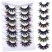 Eyelashes with Color on the End Fluffy Colored Mink Lashes, 5D Pink Dramatic Color Lashes Pack Rainbow Cat Eye False Colorful Eyelashes Strips 7 Pairs By Goddvenus A-Blue / Pink / Purple / Yellow