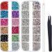 4488 Pieces Nail Art Rhinestones Crystal Flatback Rhinestones with Rhinestone Picker Pick Up Tweezers for Nails Art Clothes Shoes Bags Decoration (Colorful, AB Color and Clear)