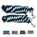 Majestic Ally Pack of 2 Solid Cotton Lead Rope for Horses & Livestock  10 Foot Long and 5/8 inch Thick - Replaceable Heavy-Duty Satin Bolt Snap  Handmade  Soft, Broken in Feel (Sky Blue - Black)