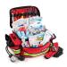 Scherber First Responder Bag | Fully-Stocked Professional Essentials EMT/EMS Trauma Kit | Reflective Bag w/8 Zippered Pockets & Compartments  Shoulder Strap & 200+ First Aid Supplies - Red