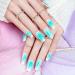 Jofay Fashion Press On Nails Medium - Milky Blue Gel Press Nails Tips  Summer Beach Ballerina Coffin Glue on Nails with Nail Glue  Salon Like Reusable Stick on Nails in 12 Sizes - 24 Acrylic Fake Nails Kit Milk Blue