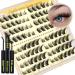 Paired Lashes Extension Kit Natural D Curl Russian Fox Eye Lash Individual Cluster Kit Wispy DIY Cluster Eyelash Extensions Kit with 96pcs Lash Clusters Bond and Seal Waterproof by Goddvenus K-foxy eye lash cluster 8 pairs