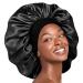 Red by Kiss Reversible Silky Satin Hair Cap Hair Bonnet with Wide Edge Double Wear Cap  Super Jumbo (Black) Super Jumbo Black