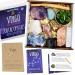 DANCING BEAR Virgo Zodiac Healing Crystals Gift Set (14 Pc): 9 Stones 18K Gold-Plated Constellation Necklace Meteorite Succulent Candle Palo Santo Smudge Stick & Info Guide Made in The USA