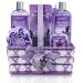 Bath and Body Gift Basket For Women and Men, Honey Lavender Home Spa Set with Essential Oil Diffuser, Soap Flowers, Bath Salts, Bubble Bath and More - 13 Piece Set, Presents for Mom