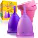 Talisi Reusable Menstrual Cups - Set of 2 Period Cups for Women with Collapsible Sterilization Menstruation Cup for Beginners - Feminine Hygiene Alternative to Tampon and Pad - Regular and Heavy Flow Small & Large (Pack of 2) Trimmable Stem