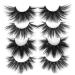 wiwoseo Eyelashes Real Mink Lashes 25MM 4 Styles Real Mink Big Long Dramatic Lashes False Eyelashes Fluffy Thick Crossed Fake Eye Lashes Pack