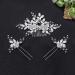 Oriamour Hair Side Combs With 2 Set Hair Pins Bridal Hair Accessories Wedding Headpiece Set (Silver)