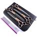 Fenice Peak 7 Professional Dog Grooming Scissors Set Rose Gold 440C Stainless Steel Straight Thinning Curved Chunker Shears 4pcs Set for Pet Grooming Services Dogs and Cats Combo 7''