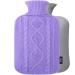Qomfor Hot Water Bottle with Cover - 1.8L Large - Premium Hot Water Bag with Knitted Sweater Cover - Great for Cramps, Pain Relief & Cozy Nights - Water Heating Pad - Feet & Bed Warmer - Purple