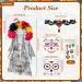 Day of The Dead Costume Accessories Day of the Dead Headpiece Veil Choker Necklace Halloween Face Temporary Tattoos Women - Buy Online on GoSupps.com