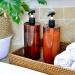 Youngever 4-Set 1L Pump Dispenser for Shampoo & Lotions - Reusable Amber Plastic Bottles for Kitchen & Bathroom - Buy Online on GoSupps.com