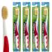 Dr Plotkas Extra Soft Bristle Flossing Toothbrush by Mouthwatchers | Manual Soft Toothbrush for Adults | Ultra Clean Nano Toothbrush | Good for Sensitive Teeth and Gums | Red, 4 Count