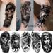 3D Black Skull Halloween Temporary Tattoos - 59 Sheets | Long Lasting Fake Tattoos for Adults & Kids - Realistic Owl, Wolf, Lion, Tiger, Devil | Body Art Stickers - Buy Online on GoSupps.com