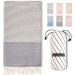 BAY LAUREL Yoga Towel with Bag, Fast Drying Outdoor Towel, Extra Large Beach Towel, 100% Cotton Turkish Towel, Sand Free Beach Blanket, Travel Towel, Large Swim Towel, Oversized Compact Quick Dry Lava Grey