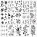 Aresvns Sexy Flower Temporary Tatttoos Realistic for Women Black Lasting Waterproof Fake Tattoos for Adults Christmas Gift